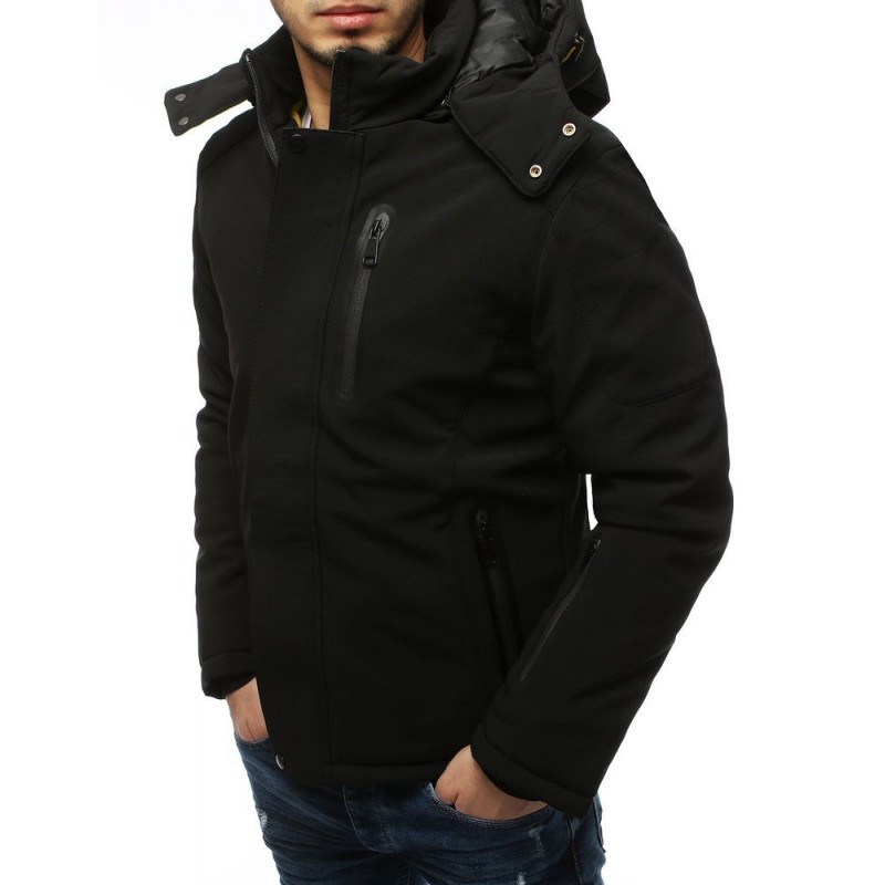 Pánská softshell bunda na zimu v černé barvě