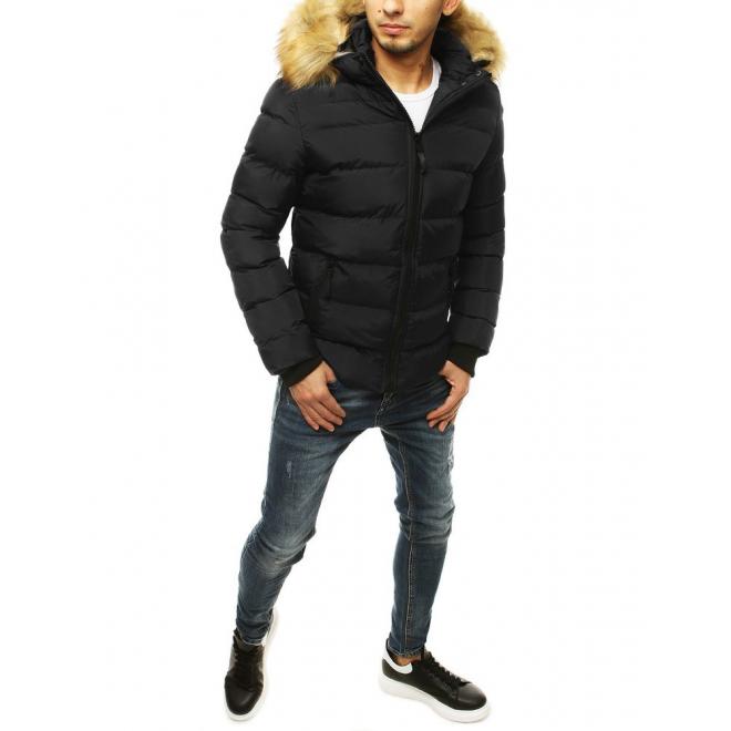 Černá prošívaná bunda na zimu pro pány