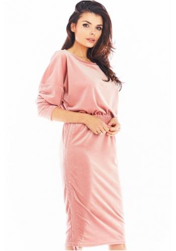 Růžové velurové šaty s nastavitelnou délkou pro dámy