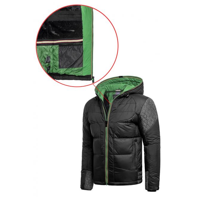 Pánská zimní bunda s kapucí v černé barvě