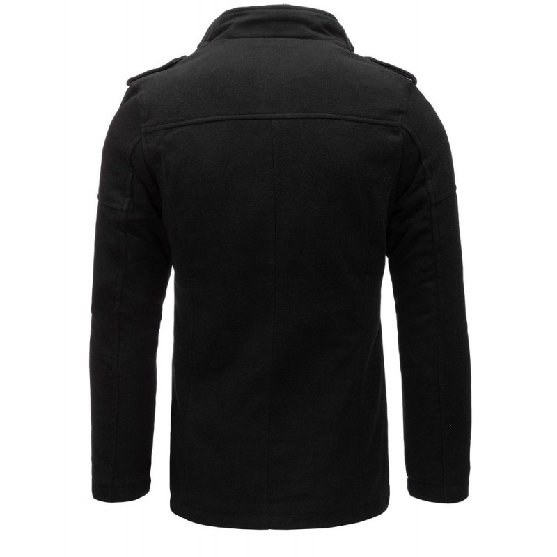 Černý jednořadý kabát s odepínacím límcem pro pány