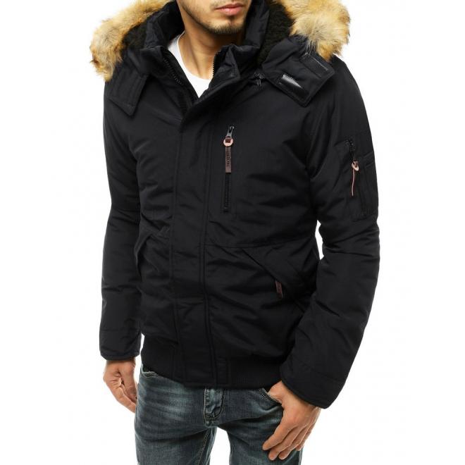 Zimní pánská bunda černé barvy s odepínací kapucí
