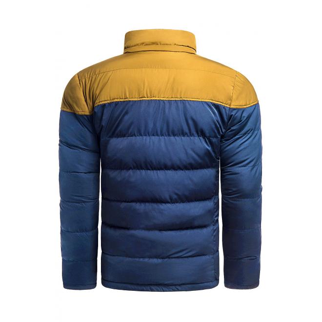 Pánská prošívaná bunda na zimu v modré barvě
