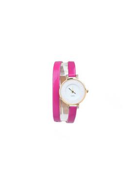 Růžové elegantní hodinky s dvojitým řemínkem pro dámy