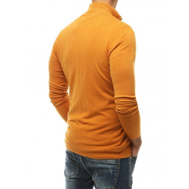 Žlutý zapínaný svetr se stojacím límcem pro pány