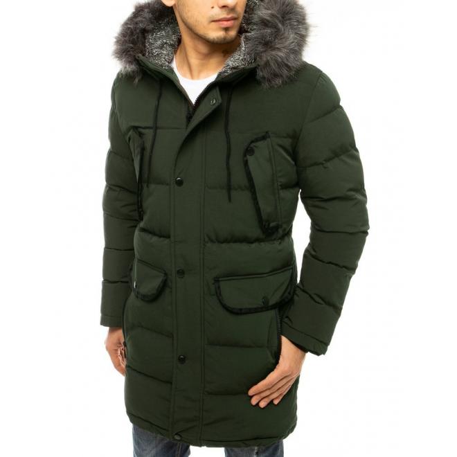 Zelená dlouhá bunda na zimu pro pány