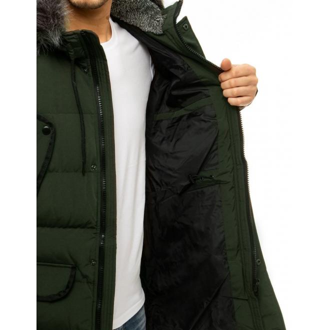 Zelená dlouhá bunda na zimu pro pány