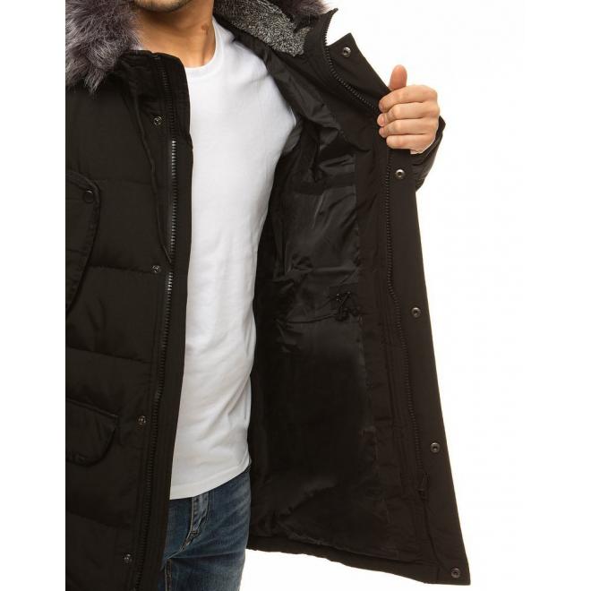 Pánská dlouhá bunda na zimu v černé barvě
