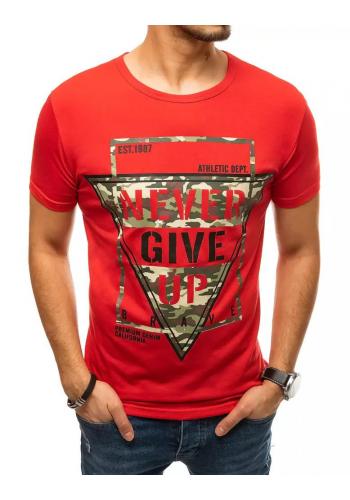 Klasické pánské tričko červené barvy s potiskem