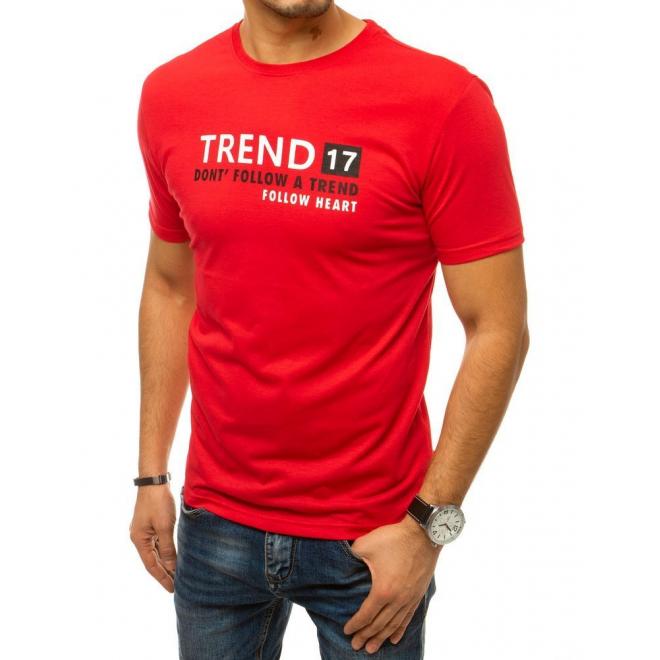 Červené bavlněné triko s nápisem pro pány