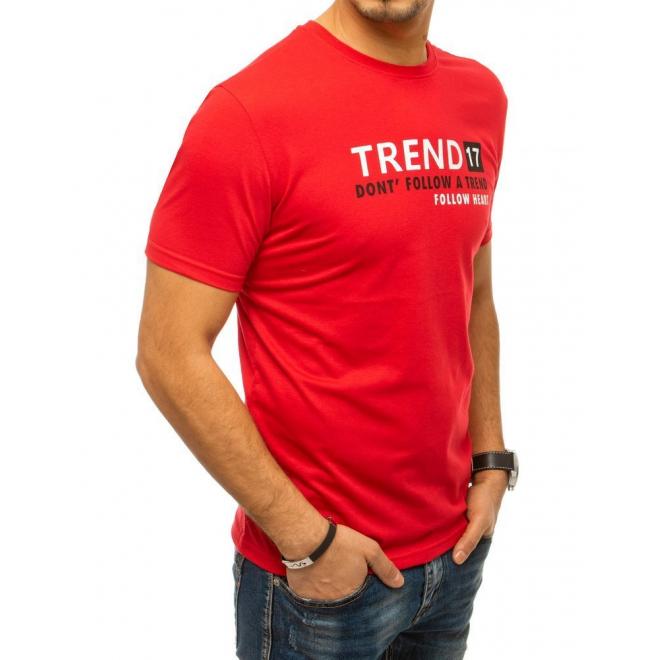 Červené bavlněné triko s nápisem pro pány