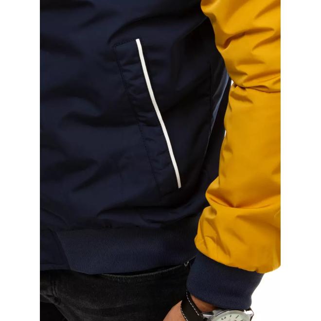 Pánská jarní bunda se skrytou kapucí ve žluté barvě