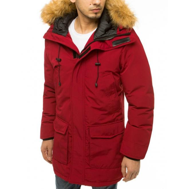 Bordová zimní bunda s kapucí pro pány