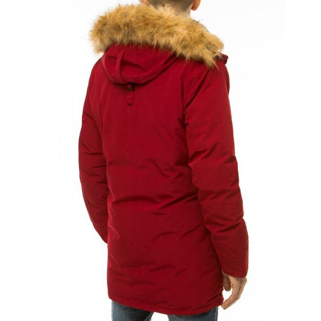 Bordová zimní bunda s kapucí pro pány