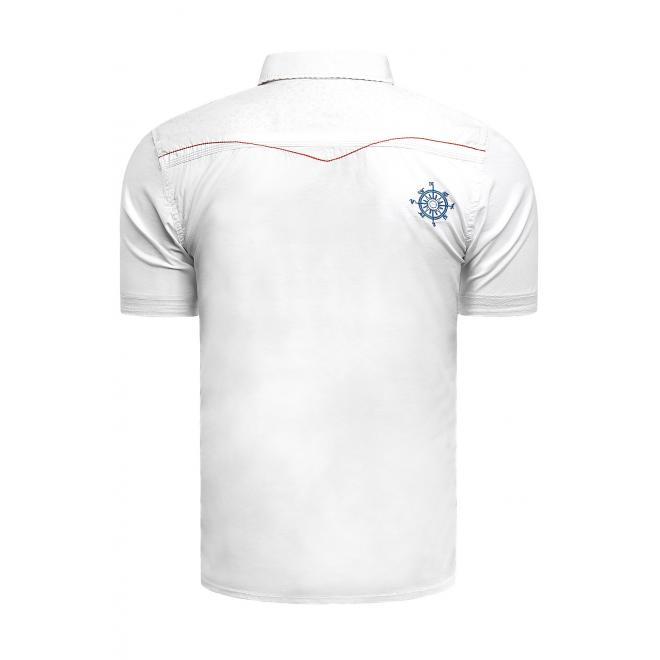 Pánská slim fit košile s krátkým rukávem v bílé barvě