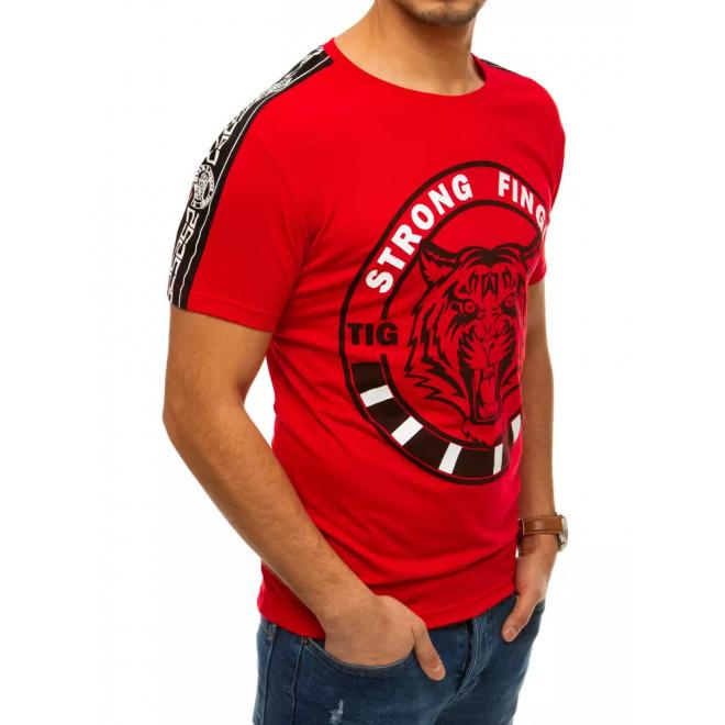 Červené módní tričko s potiskem pro pány