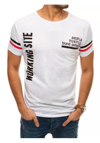 Pánské sportovní tričko s potiskem v bílé barvě