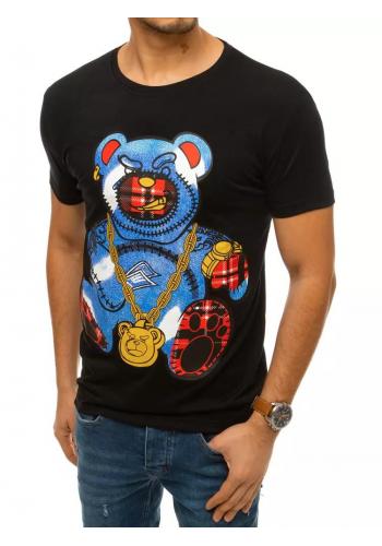 Pánské klasické tričko s barevným potiskem v černé barvě