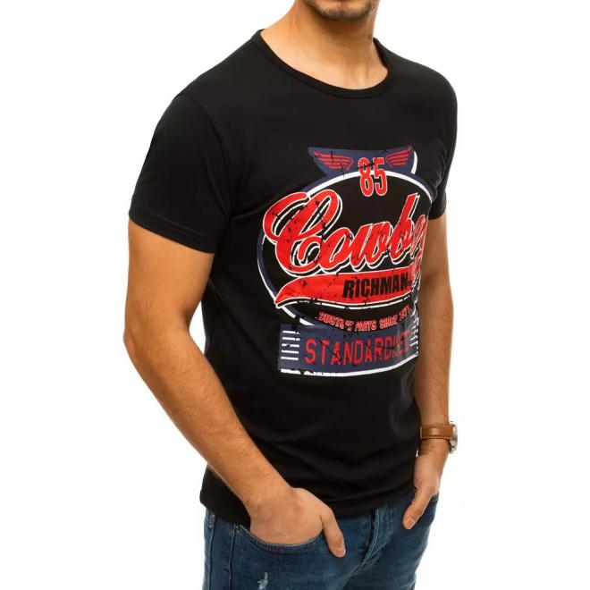 Pánské stylové tričko s potiskem v černé barvě