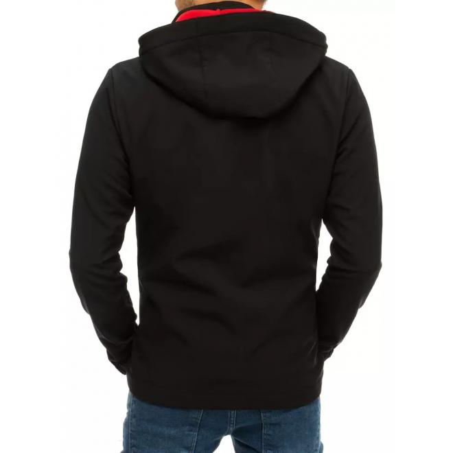 Pánská softshellová bunda s kapucí v černo-červené barvě