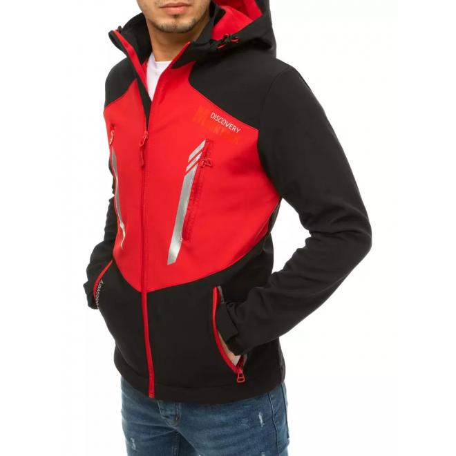 Pánská softshellová bunda s kapucí v černo-červené barvě