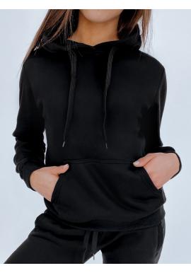 Sportovní dámská mikina černé barvy s kapucí