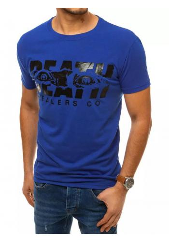 Módní pánské tričko modré barvy s krátkým rukávem
