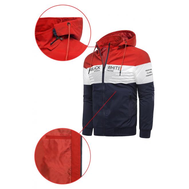 Červená přechodná bunda s odepínací kapucí pro pány