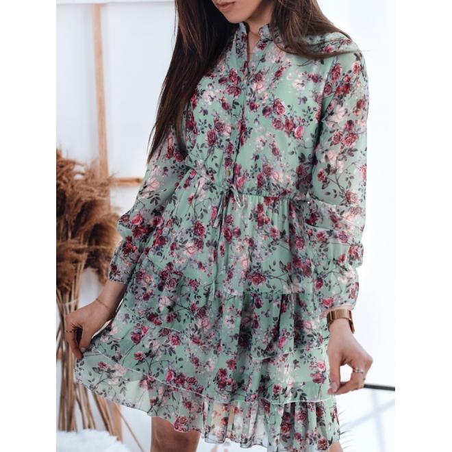 Mátové květované šaty s volány pro dámy