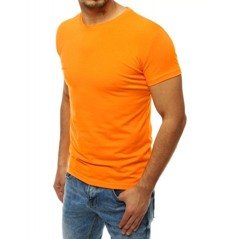 Pánské klasické tričko s krátkým rukávem v světle oranžové barvě