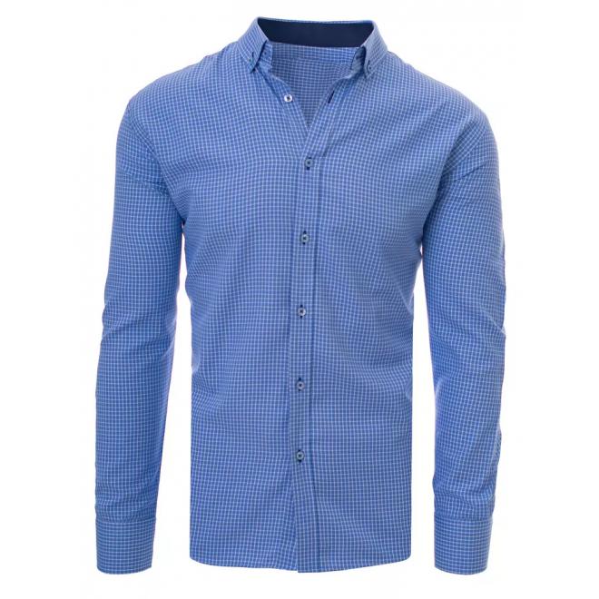 Modrá košile s bílým kostkovaným vzorem pro pány