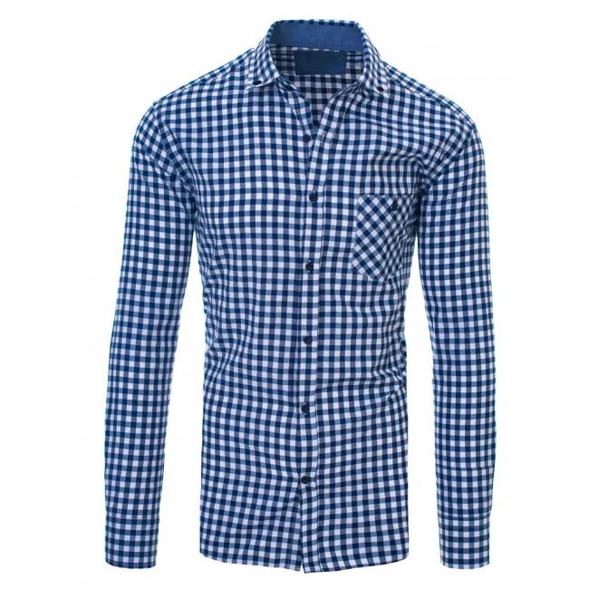 Modro-bílá kostkovaná košile s kapsou pro pány