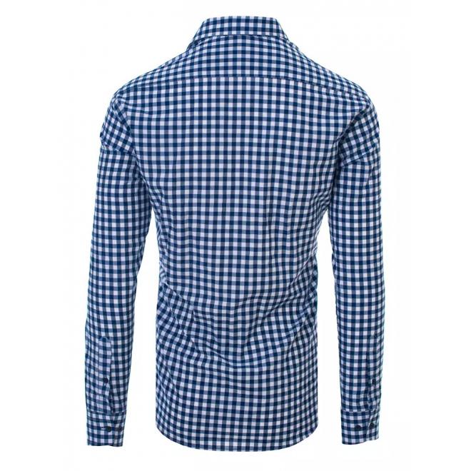 Modro-bílá kostkovaná košile s kapsou pro pány