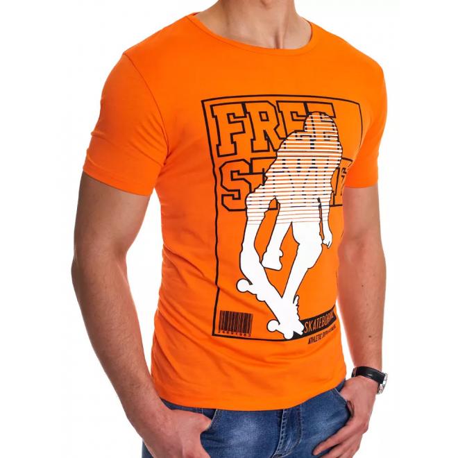 Sportovní pánské tričko oranžové barvy s potiskem