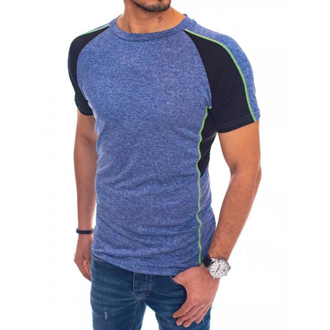 Pánské módní trička s krátkým rukávem v modré barvě