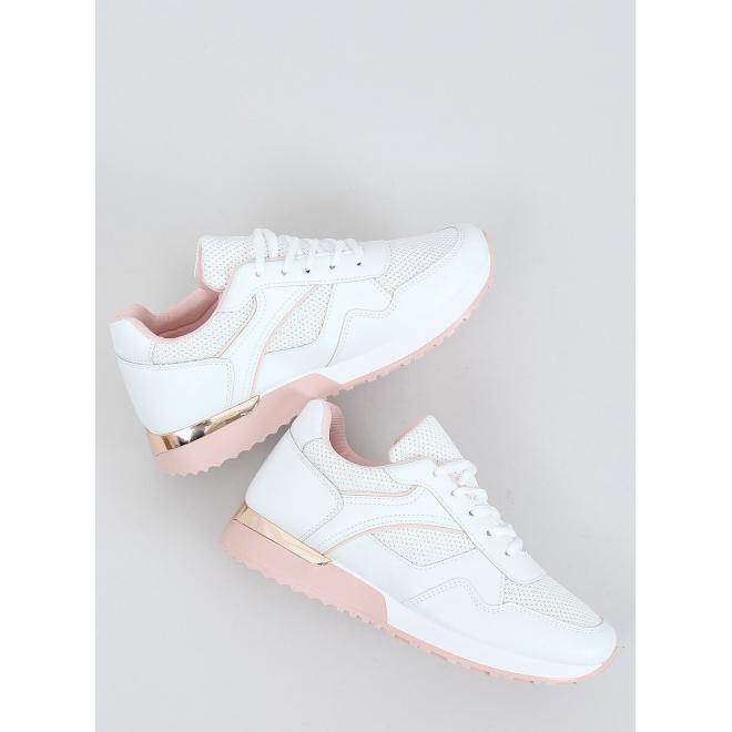 Dámské sportovní tenisky s metalickými doplňky v bílo-růžové barvě