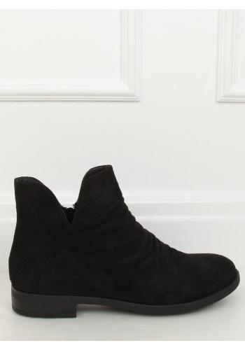 Dámské semišové boty s výřezem v černé barvě