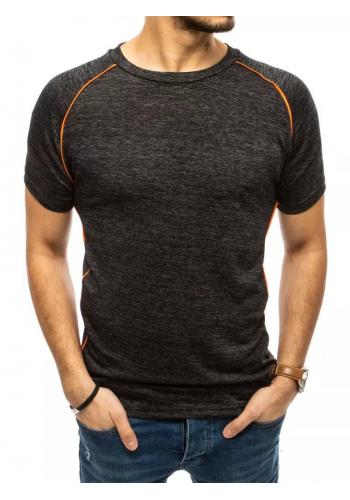 Pánské módní triko s ozdobným prošíváním v černé barvě