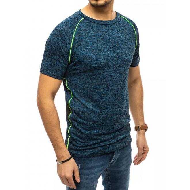 Módní pánské tričko modré barvy s ozdobným prošíváním