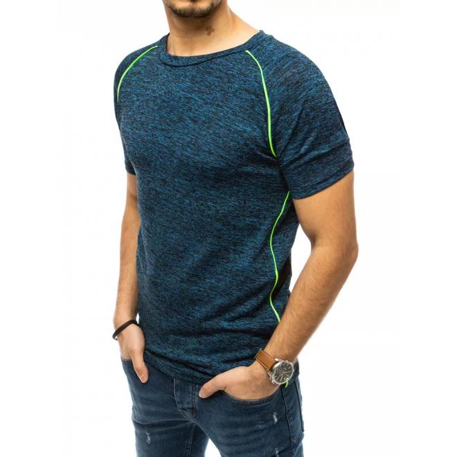 Módní pánské tričko modré barvy s ozdobným prošíváním