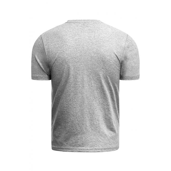 Pánské bavlněné tričko s potiskem v šedé barvě