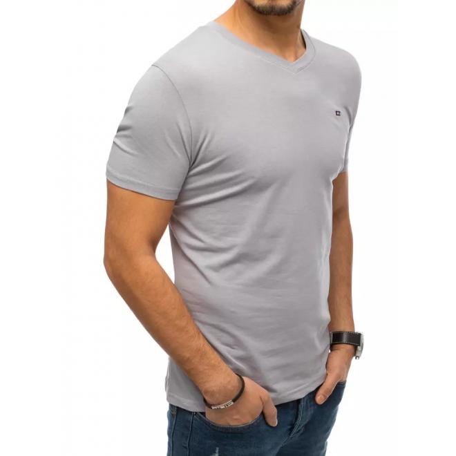 Světle šedé módní tričko s véčkovým výstřihem pro pány