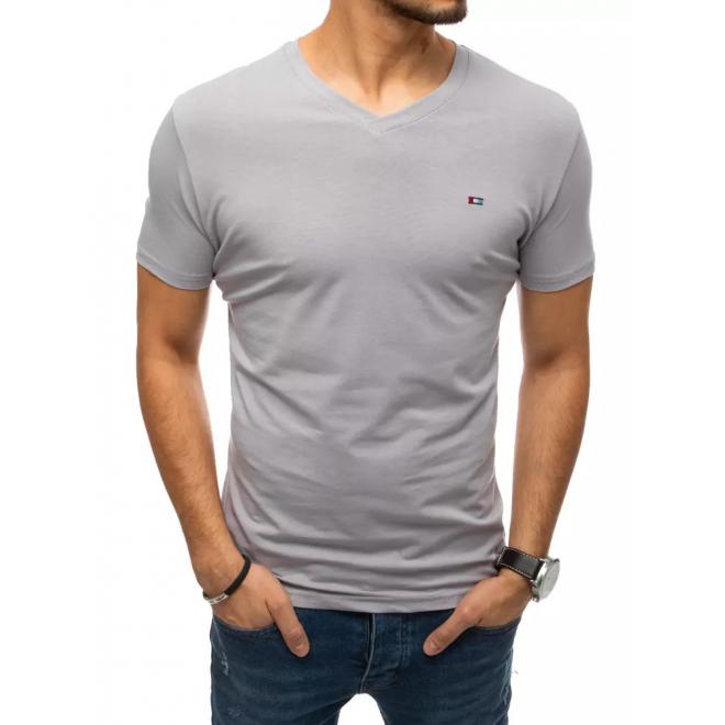 Světle šedé módní tričko s véčkovým výstřihem pro pány