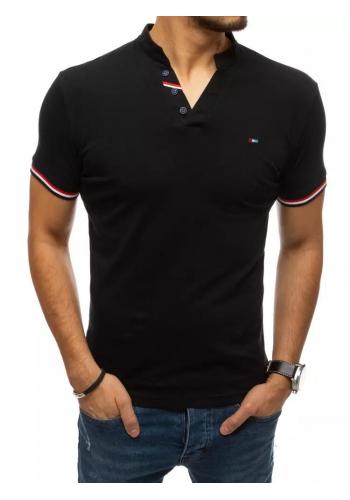Pánské stylové tričko s ozdobnými knoflíky v černé barvě