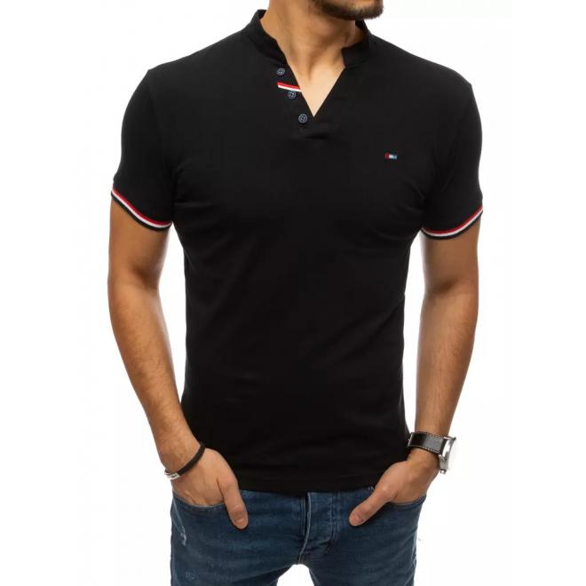 Pánské stylové tričko s ozdobnými knoflíky v černé barvě