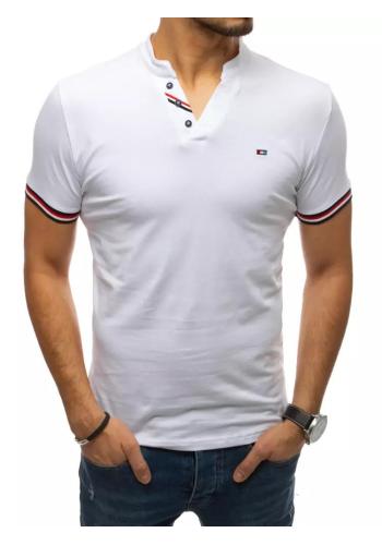 Stylové pánské tričko bílé barvy s ozdobnými knoflíky