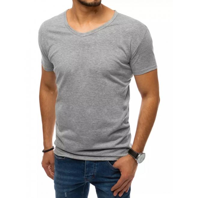 Světle šedé klasické tričko s véčkovým výstřihem pro pány