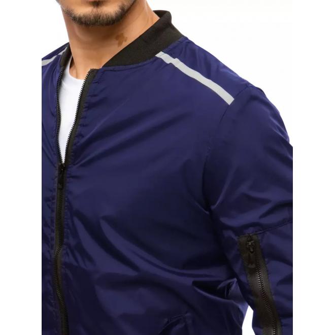 Přechodná pánská bunda tmavě modré barvy s reflexními doplňky