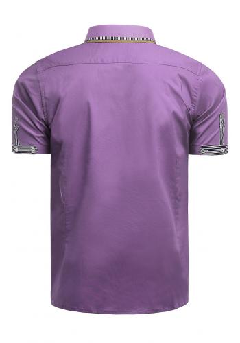 Klasická pánská košile fialové barvy s krátkým rukávem