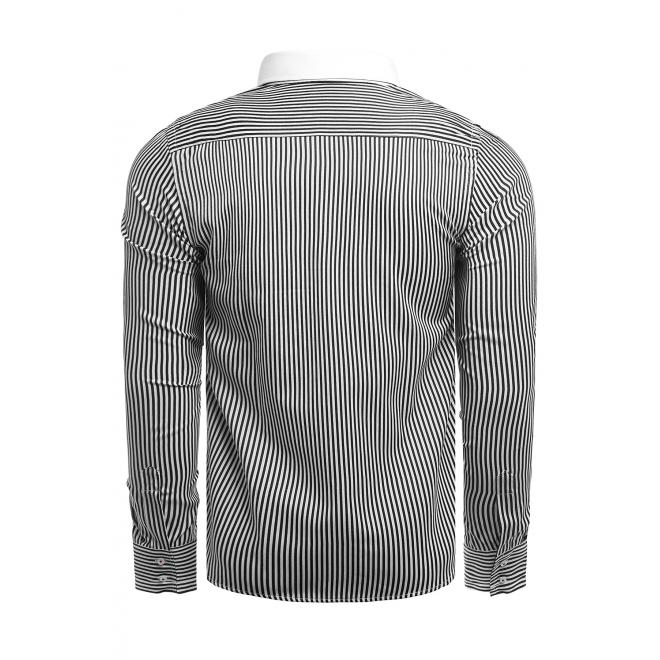 Pánské proužkované košile s dlouhým rukávem v černo-bílé barvě